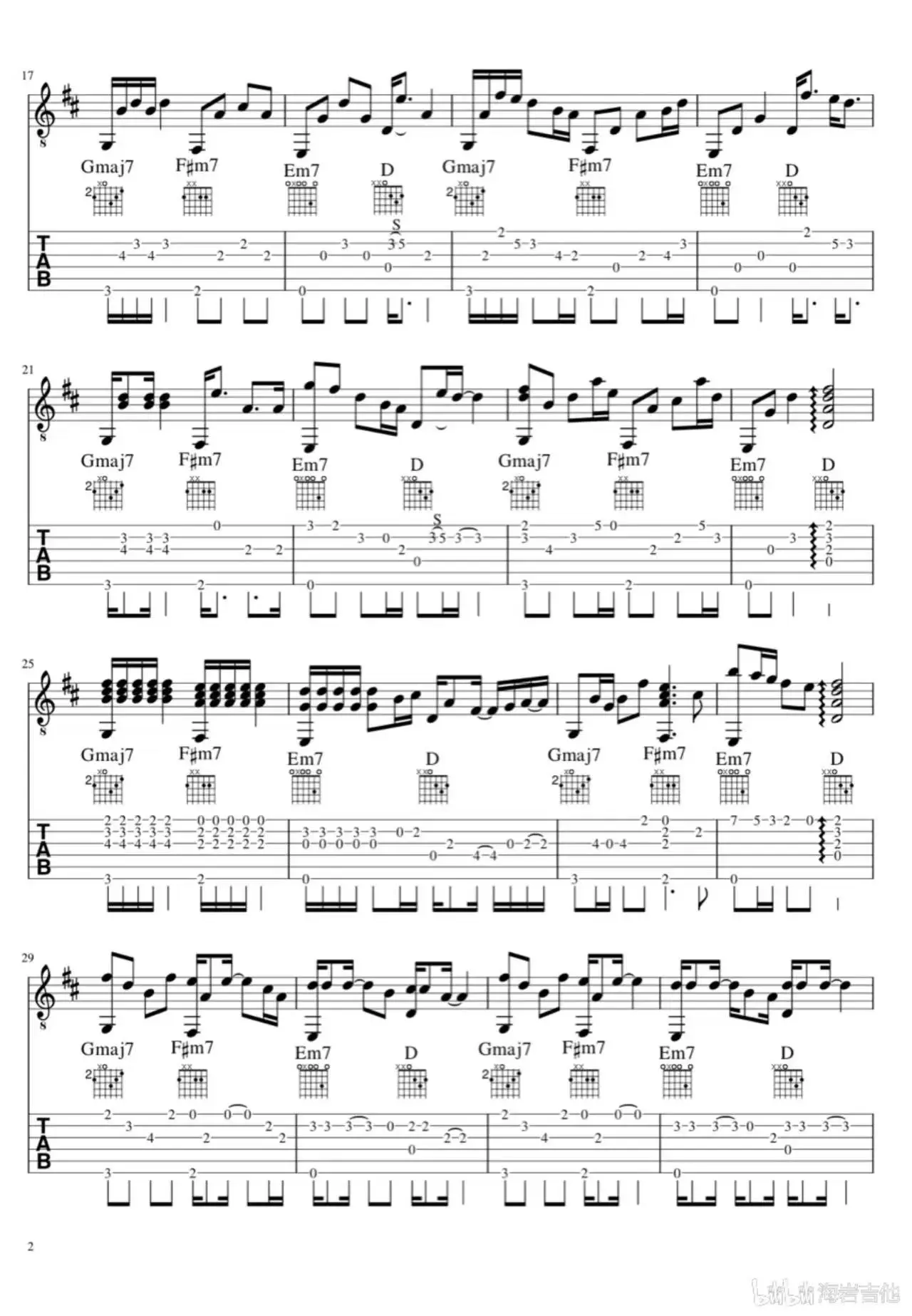 拥抱-指弹 曲谱 2